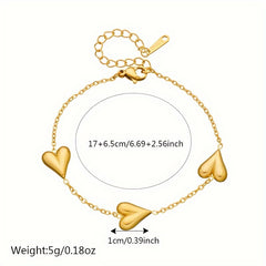 Stainless Steel Bracelet with Golden Heart Pendant