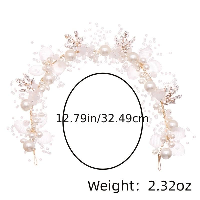 Crystal Pearl Flower Tiara Headband for Women