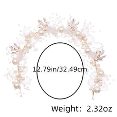 Crystal Pearl Flower Tiara Headband for Women