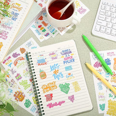 Inspirational Planner Stickers Set, 24 Sheets, Waterproof, Journal Daily Use