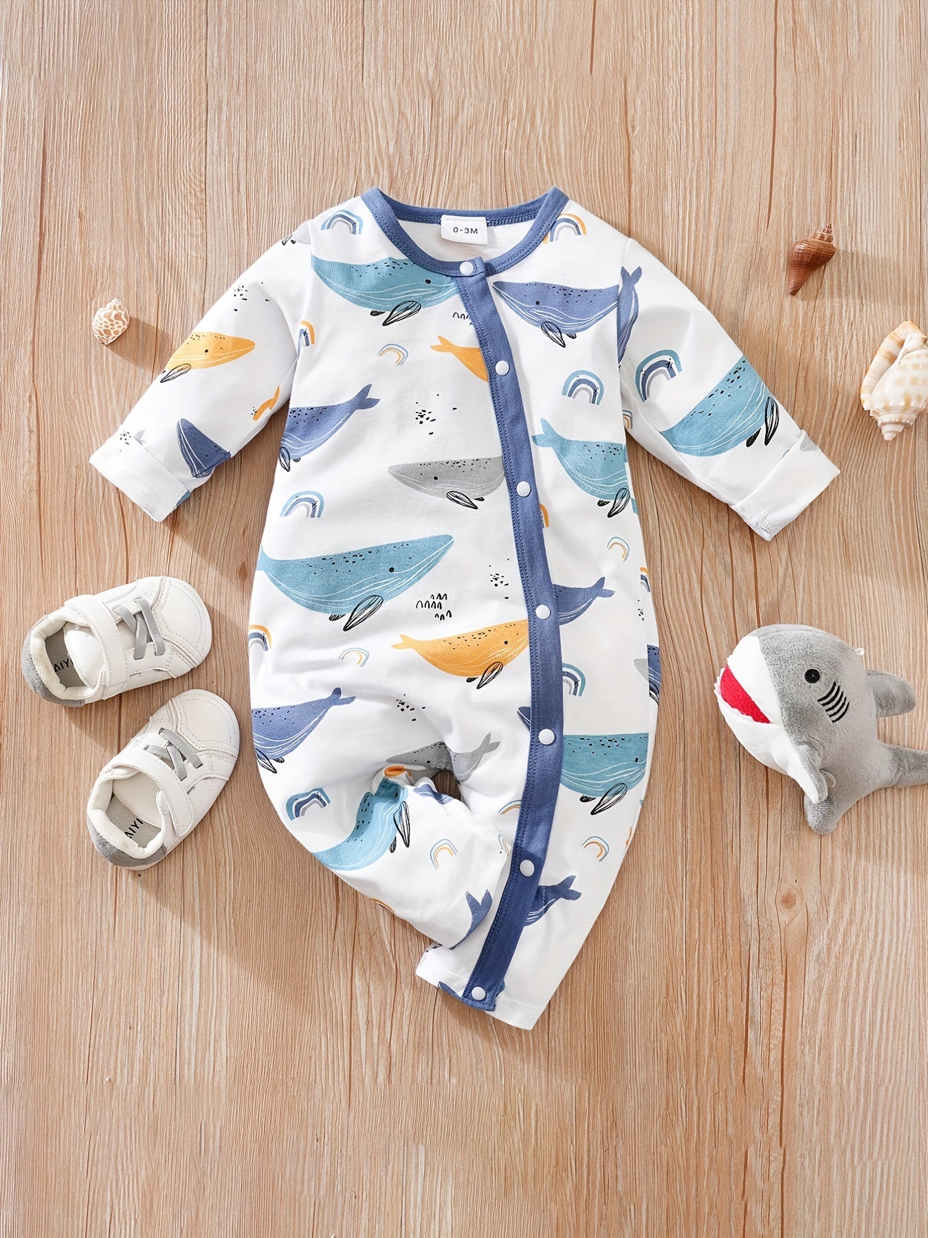 Whale Print Cardigan Baby Bodysuit Newborn Onesie