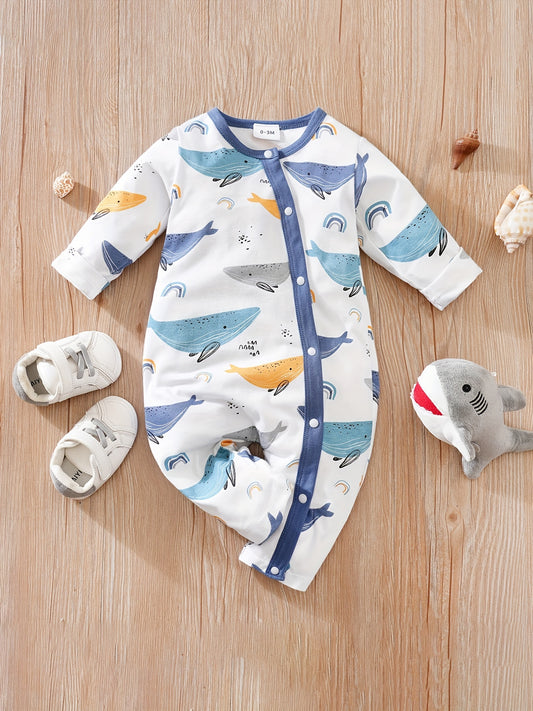 Whale Print Cardigan Baby Bodysuit Newborn Onesie