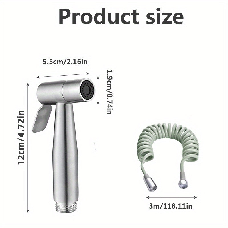 Stainless Steel Toilet Spray Gun Set - Bathroom Cleaning Accessories