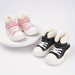 Girl's Solid Snow Boots Fleece Lined Ankle Boots
