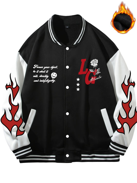 Men's Casual Baseball Jacket Thick Warm Coat For Outdoor Sports