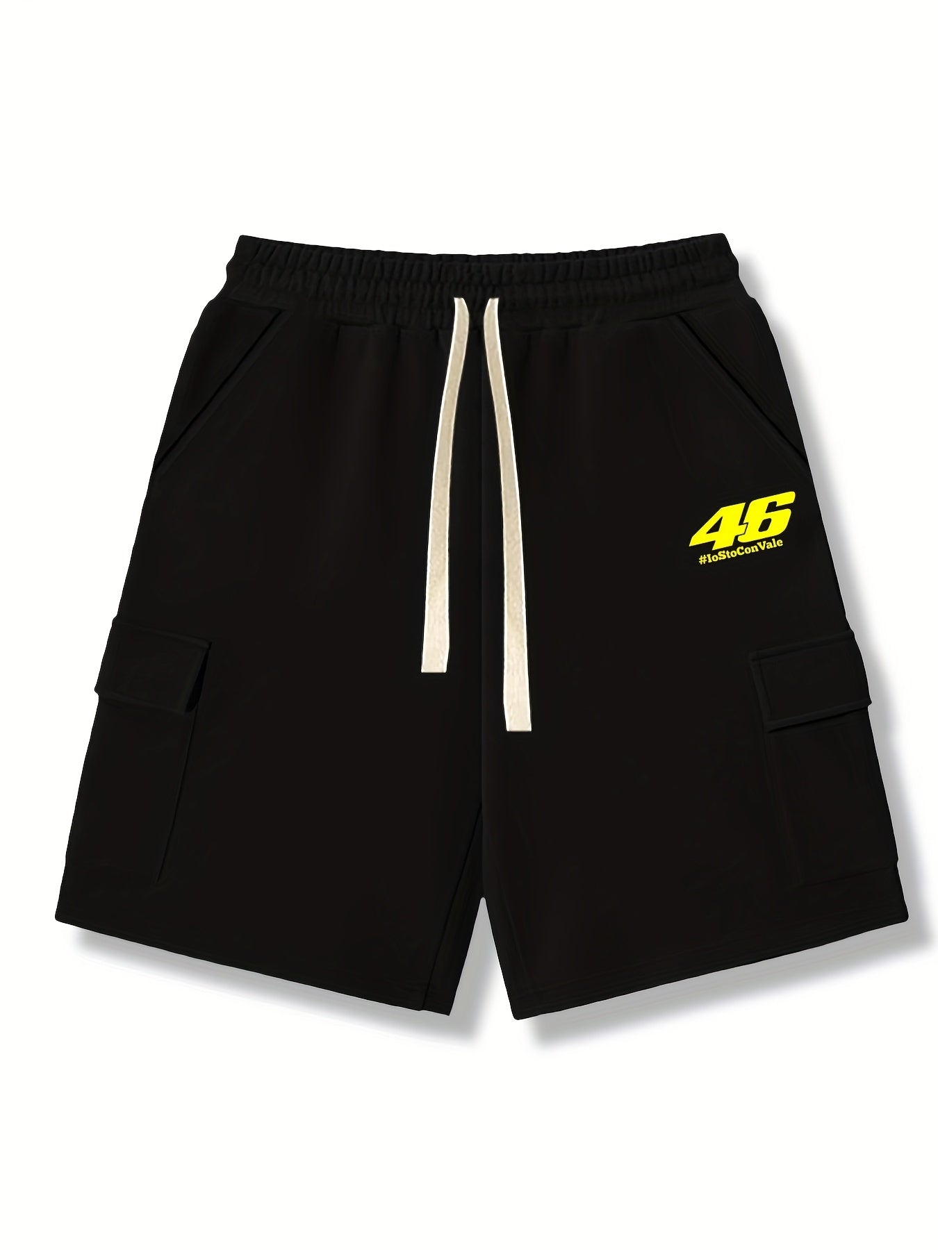 Men's Casual Solid Stretch Knee Long Elastic Waist Drawstring Shorts