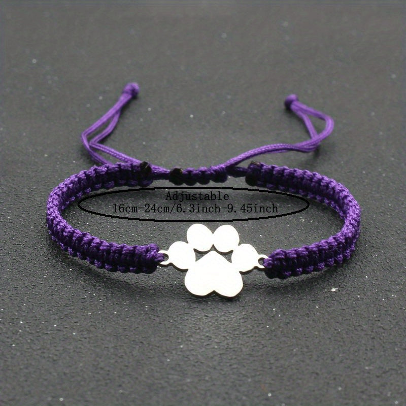 Adjustable Stainless Steel Dog Paw Bracelet for Men