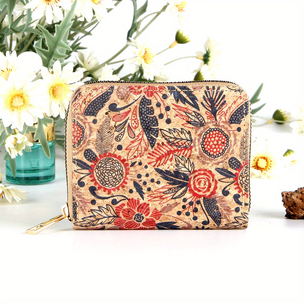 Vintage Flower Pattern Short Wallet Zipper Coin Purse Clutch Card Case