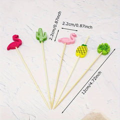 100pcs Luau Cocktail Sticks Bulk Party Fruit Skewers Bamboo Appetizer Toothpicks