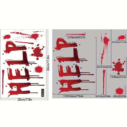 Scary Halloween Window Clings Horror Blood Handprints Footprints Stickers