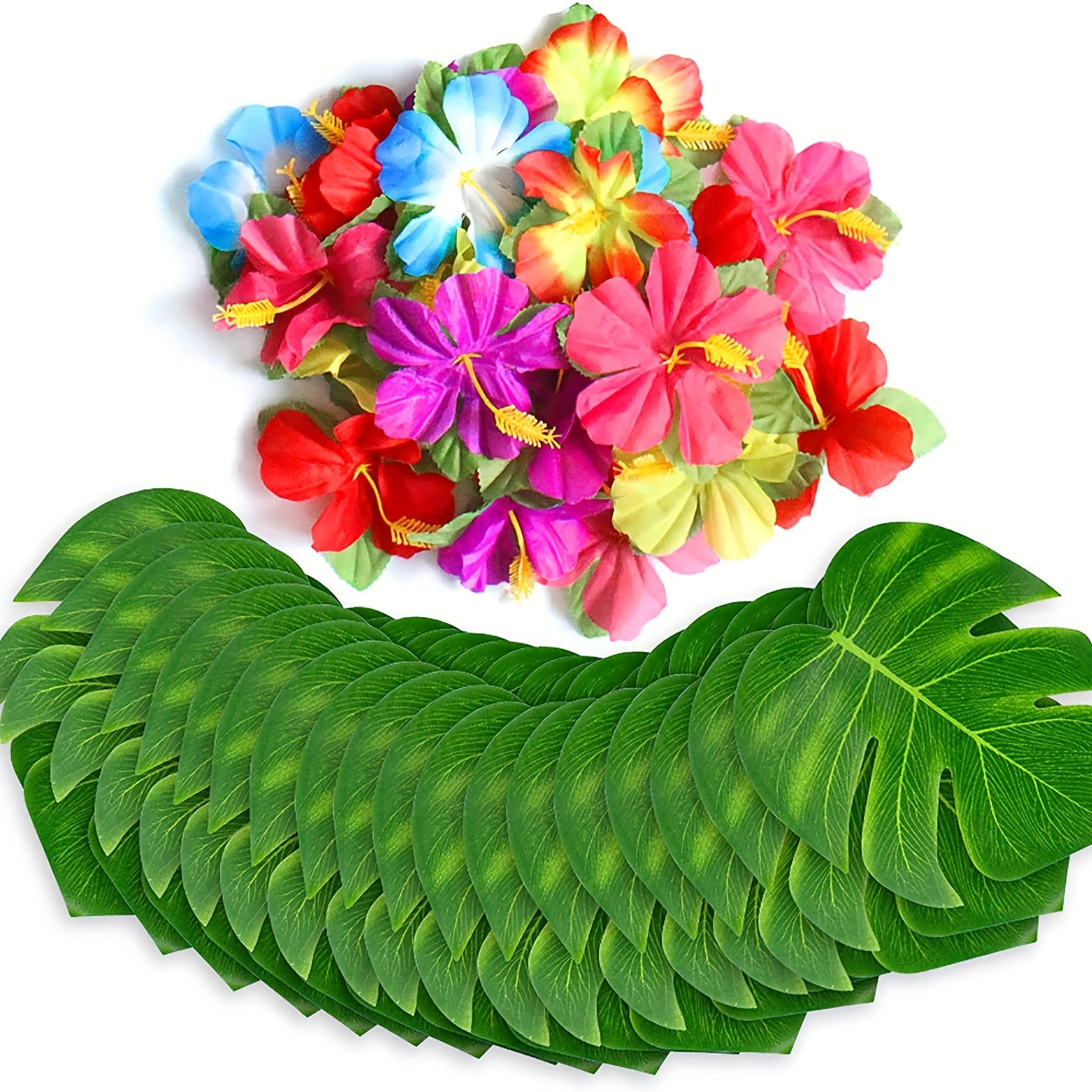 Tropical Party Decorations Palm Leaves Hibiscus Flowers Jungle Beach BBQ