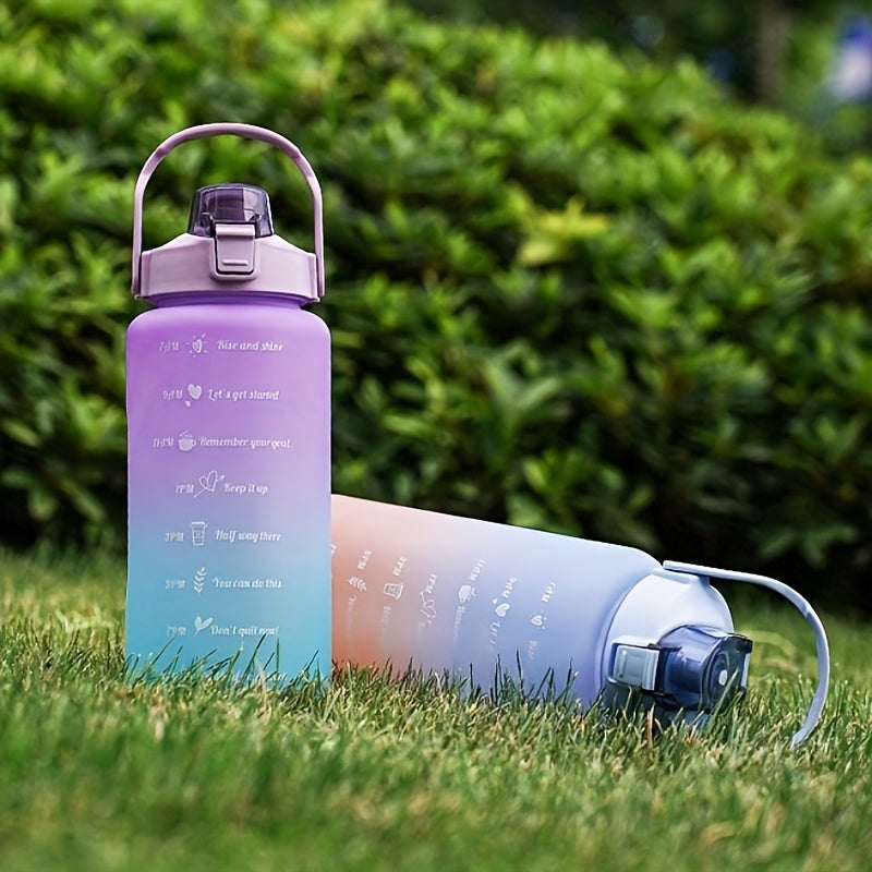 Gradient Plastic Water Cup With Straw Large Capacity