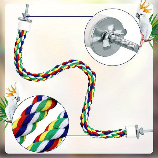 Colorful Parrot Cotton Rope Chewing Toy Bird Equipment