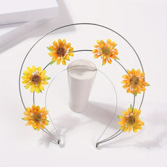 Boho Sunflower Headband Three Layered Head Hoop Hair Band for Women Girls