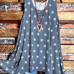  Star Print Round Neck Tank Top