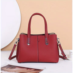 Leather Women's Handbag with Shoulder Strap Zipper Closure