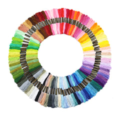 100pcs 8M 6 Strands Cross Stitch Embroidery Thread Rainbow Gradient DIY