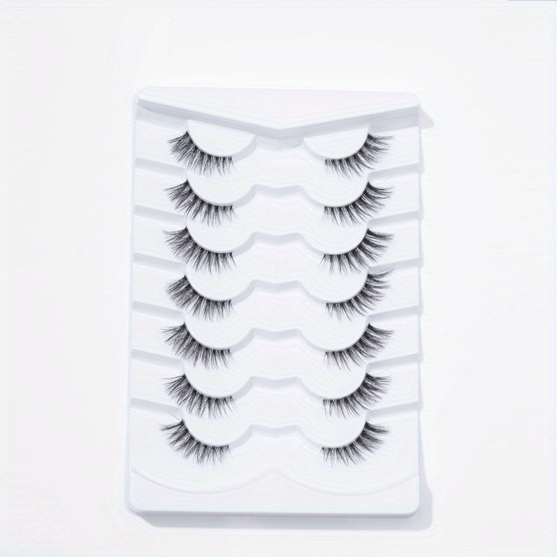 7 Pairs Reusable Fishtail Style False Eyelashes 15mm Lash Extension
