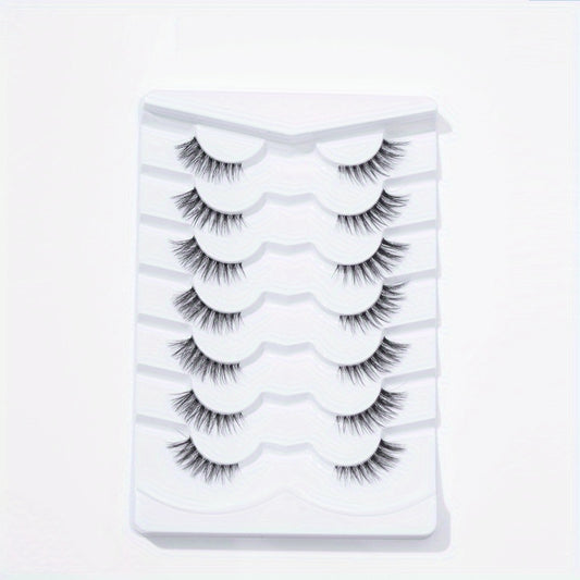 7 Pairs Reusable Fishtail Style False Eyelashes 15mm Lash Extension