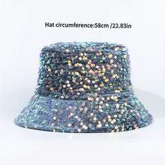 Y2K Laser Sequins Bucket Hat Hip Hop Sparkly Basin Hat
