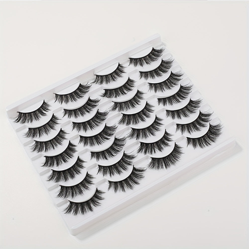 14 Pairs Wispy Cat Eye False Eyelashes Natural Faux Mink Lashes Multipack