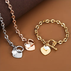 Heart OT Buckle Stainless Steel Chain Bracelet For Women Gift