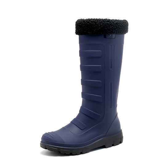 Women's Plush Knee High Rain Boots Waterproof Non slip Shoes