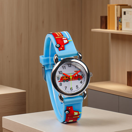 2pcs Fire Truck & Airplane Watches Brother Combination Set Stylish Electronic Wr