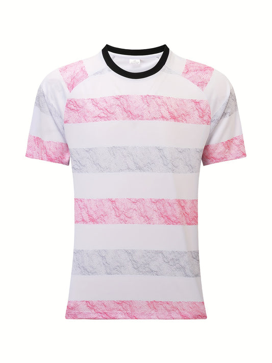 Casual Block Men's Short Sleeve Stretch Round Neck T-shirt for Summer