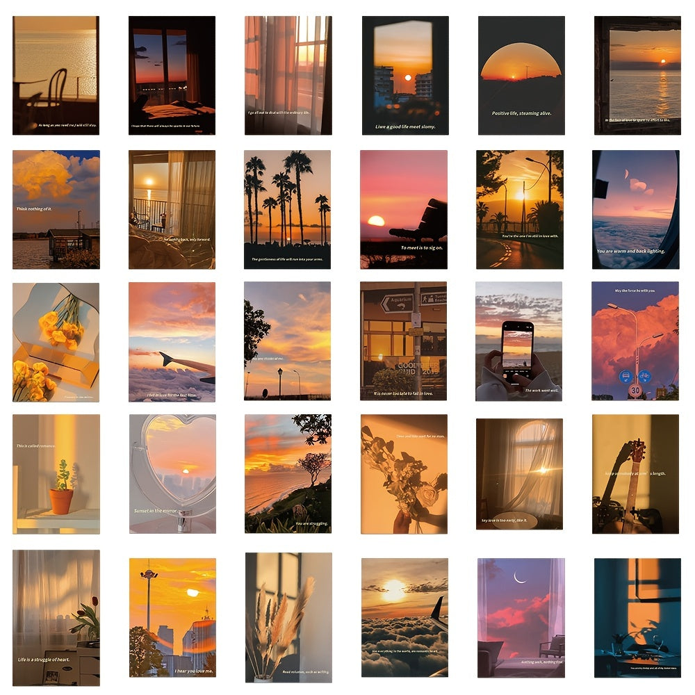 60pcs Sunset After Sunset High value Landscape Stickers DIY Waterproof Stickers