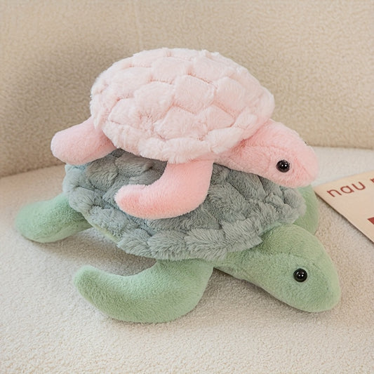 Adorable Pink & Green Sea Turtle Plush Toy - Cuddly Comfort for Kids