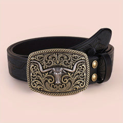 Men's Western Cowboy Embossed Leather Belt