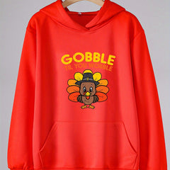 Turkey Print Thanksgiving Hoodie For Girls Kids Pullover Hooded Top