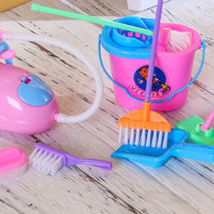 9pcs Doll Cleaning Tools Set Broom Bucket Dollhouse Furniture Decor