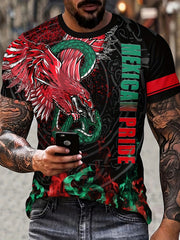 MEXICAN PRIDE Eagle Snake Print Men's Graphic Tee