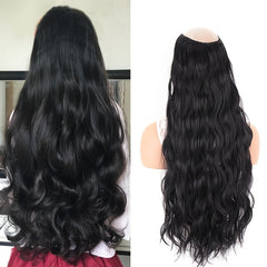 Synthetic V Shaped Hair Extension Half Wig Heat Resistant Wavy Curly Hair