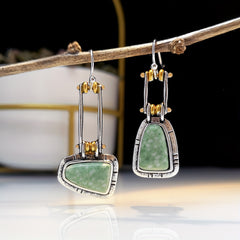 Turquoise Gemstone Stud Earring with Zircon Inlay