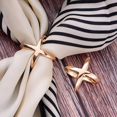 X Shape Scarf Buckle Shawl Clip Clothing Brooches Cross Bow Scarves Wrap Holder