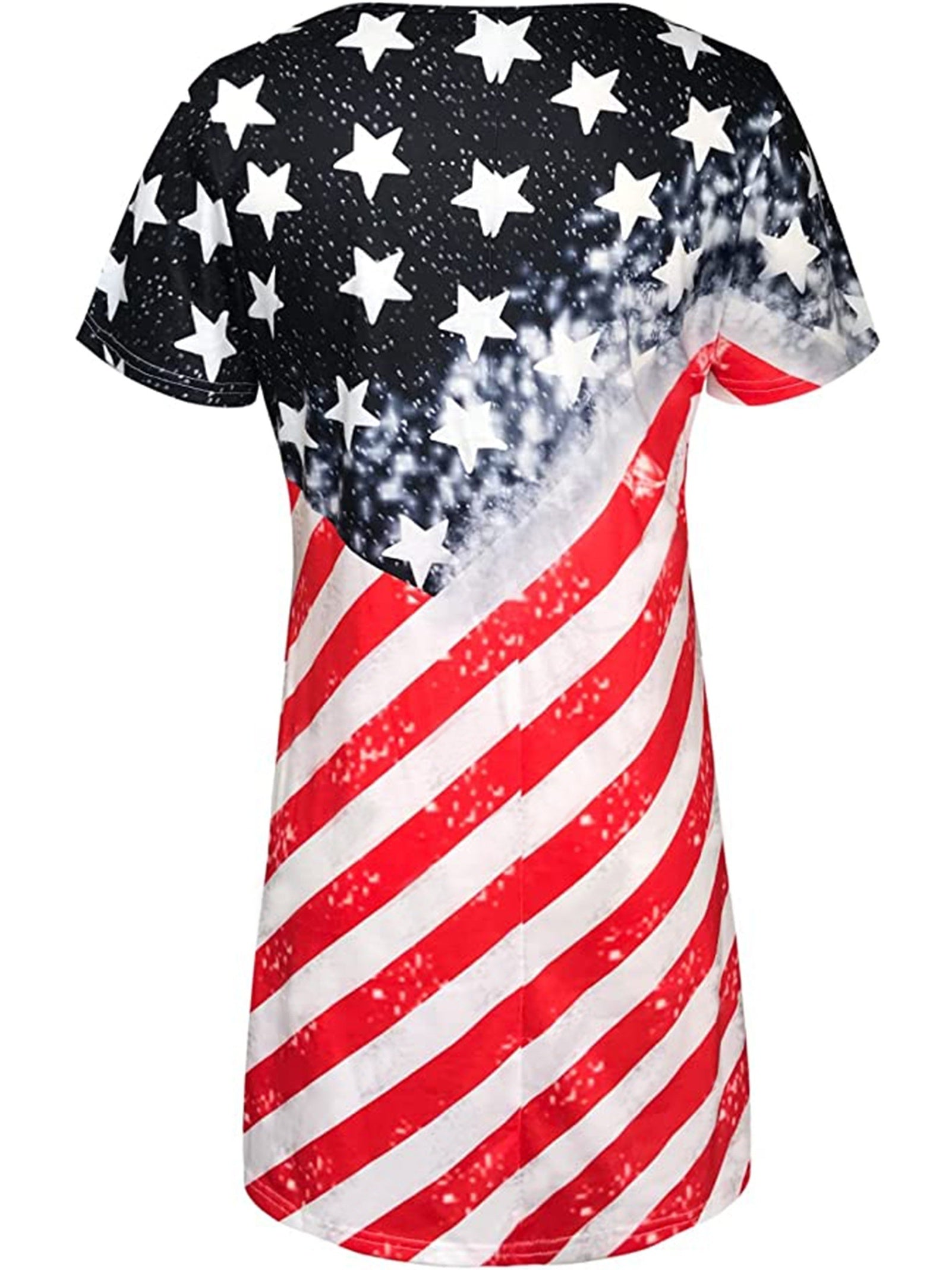  Star & Stripe Print V Neck Dress