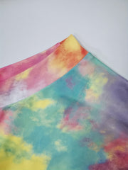 Women's Plus Tie Dye Sleeve One Shoulder Crop Top & Shorts Set