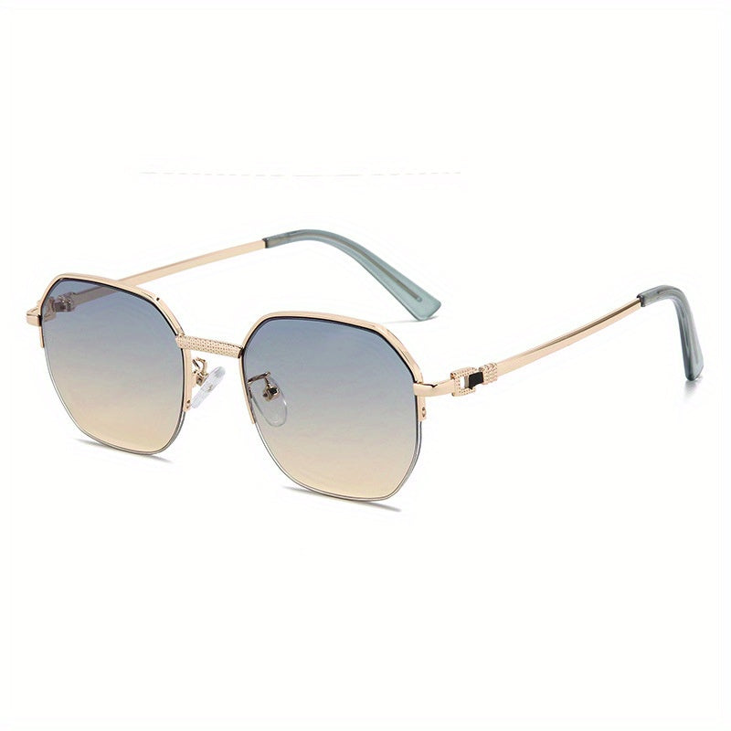 Men's Polygon Sunglasses Vintage Semi Rimless UV400