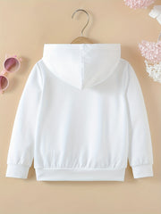 Girls Cat Print Hooded Pullover Sweatshirt