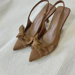 Women's Bowknot Slingback Heels Slip On Shoes
