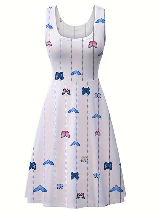  Butterfly Print Tank Dress