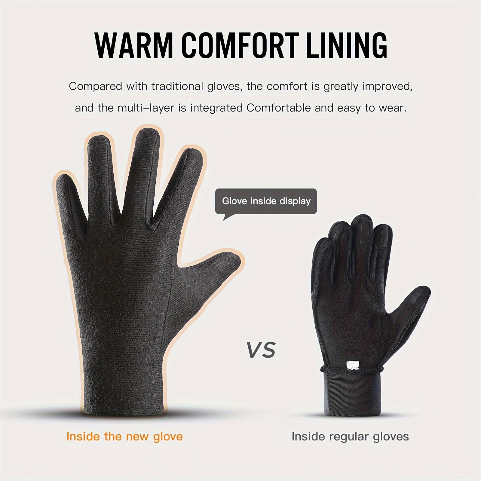 Men's Thickened Plus Velvet Waterproof Outdoor Riding Gloves Touch Screen