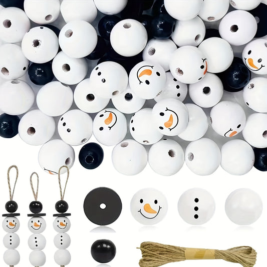 Christmas Wooden Beads Ornaments Snowman Tree Decorations Crafts Supplies