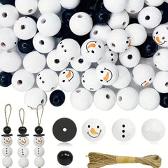 Christmas Wooden Beads Ornaments Snowman Tree Decorations Crafts Supplies
