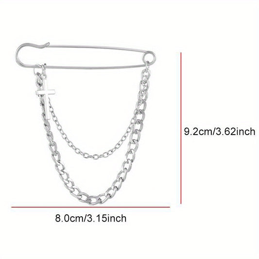 Double Layer Chain Butterfly Brooch Men Pin Suits Shoes Hats Accessories