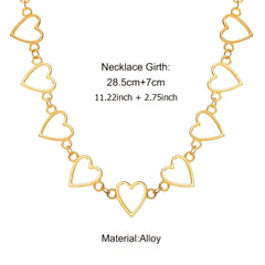 Hollow Sweet Love Heart Choker Bicolor Necklace