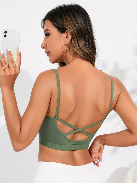 Seamless Criss Cross Sports Bra for Yoga Fitness